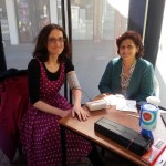 Theresa Villiers having her blood pressure taken.