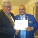 District Governor presents Certificate
